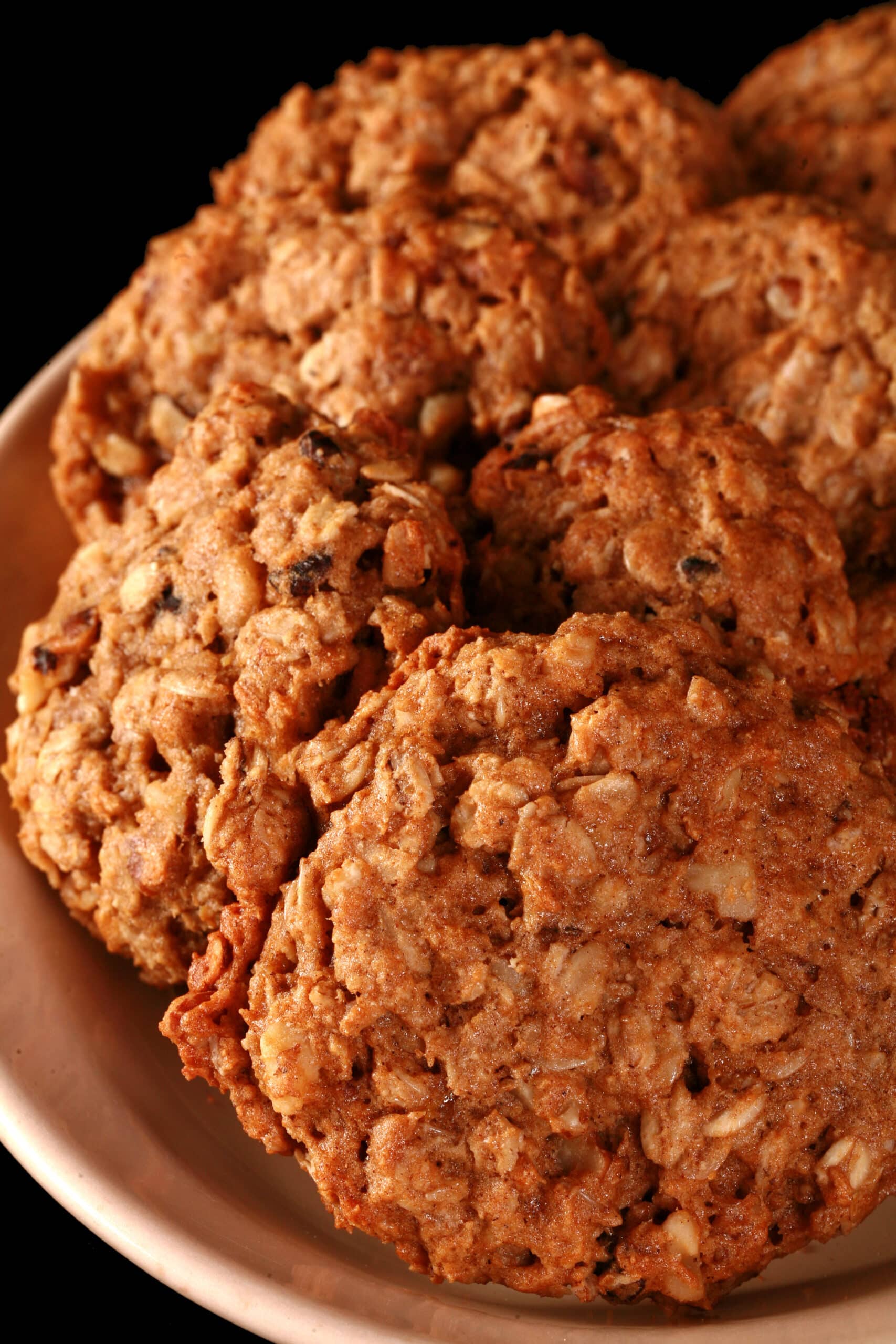 A plate of gluten free banana oatmeal cookies.