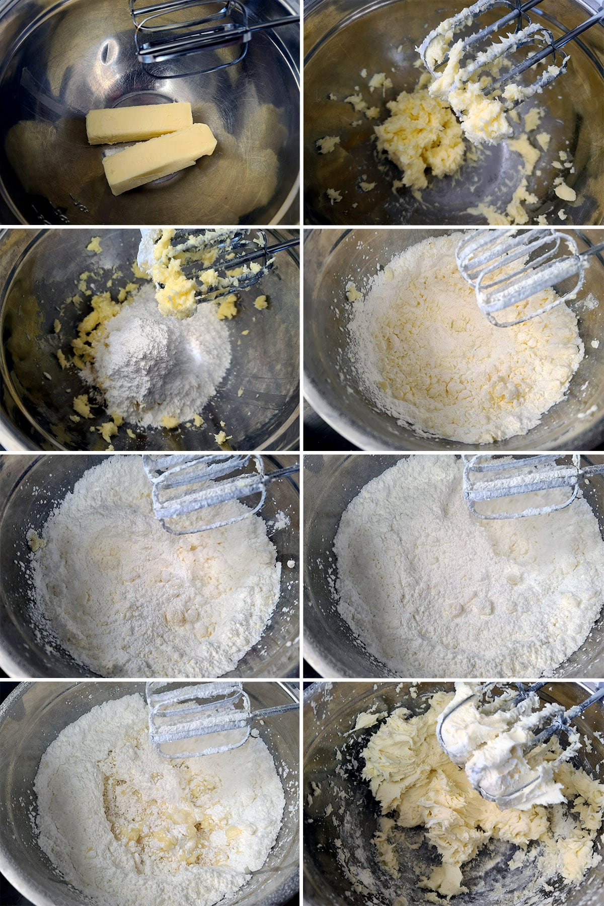 And 8 part image showing the frosting being whisked together.