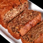 A sliced loaf of eggless, gluten free banana bread.