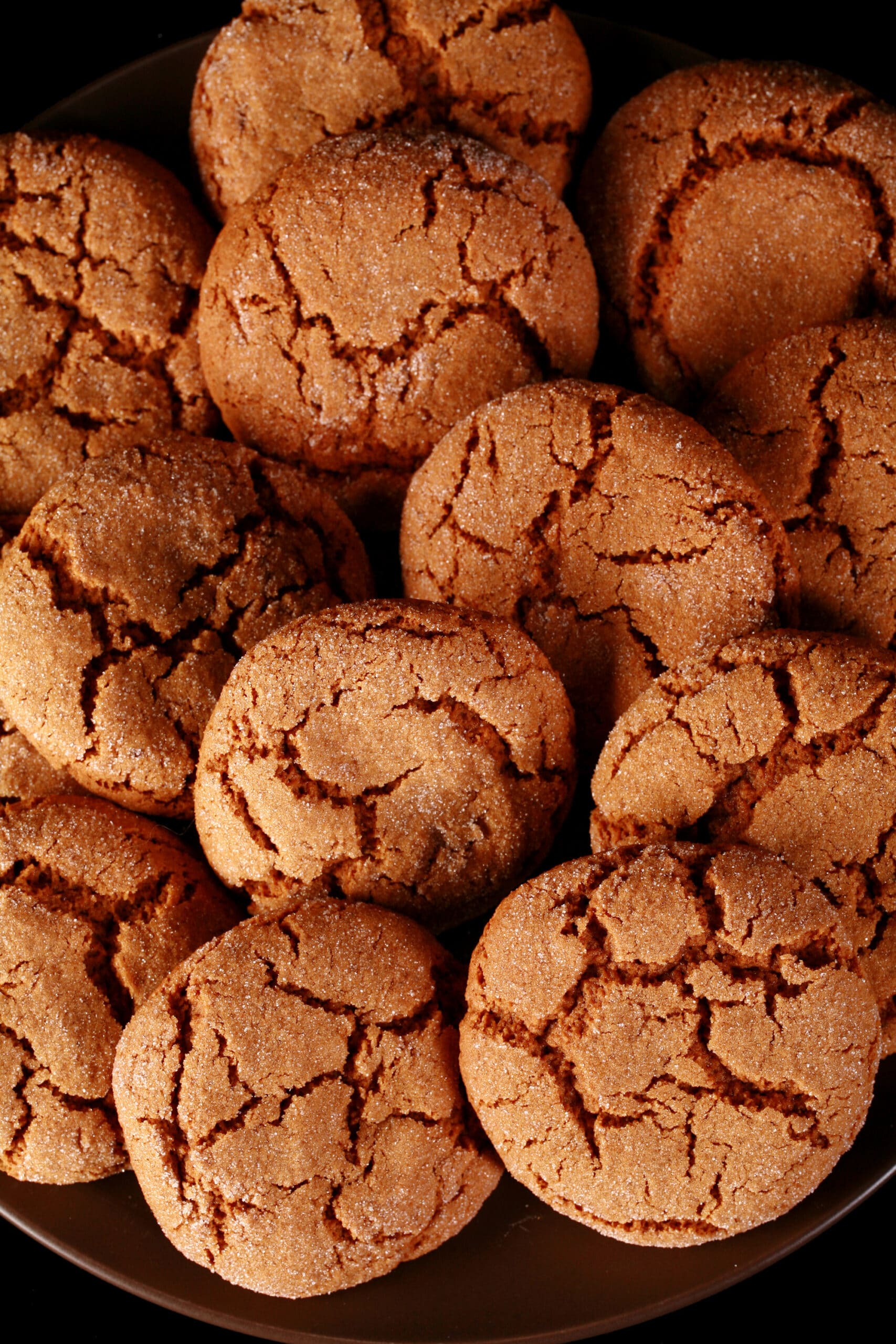 A plate of gluten free molasses cookies.