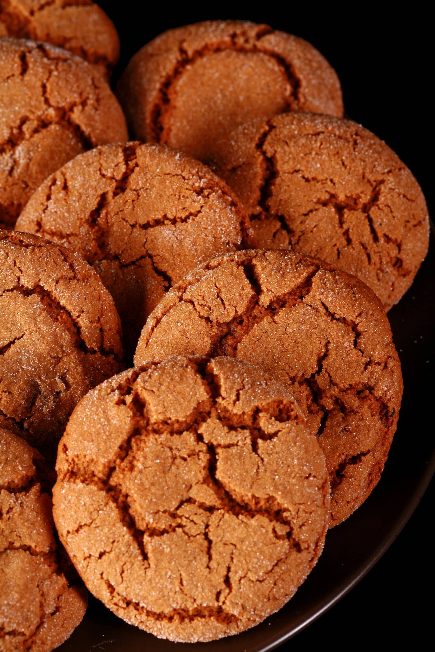 A plate of gluten free molasses cookies.
