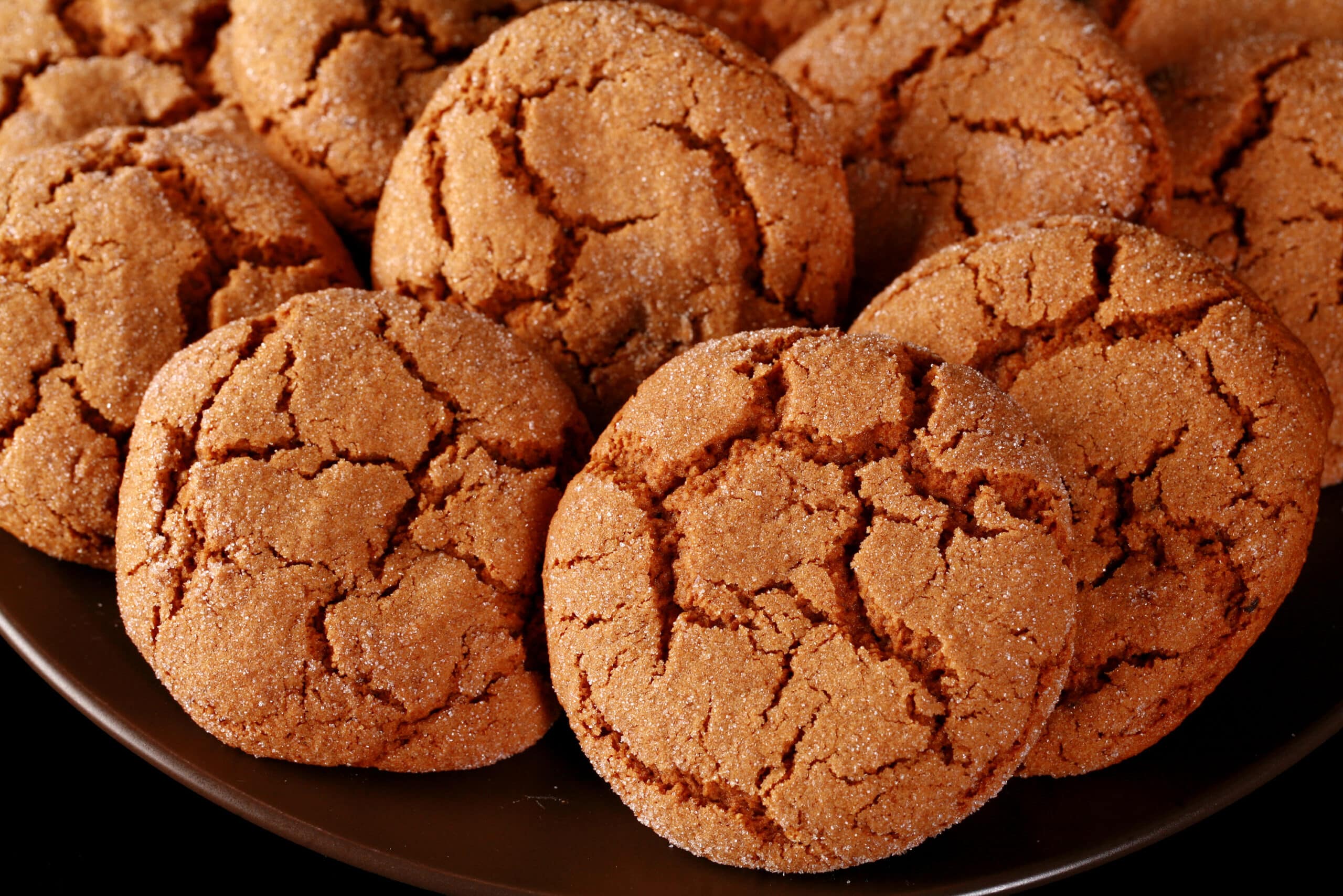 A plate of gluten-free ginger molasses cookies.