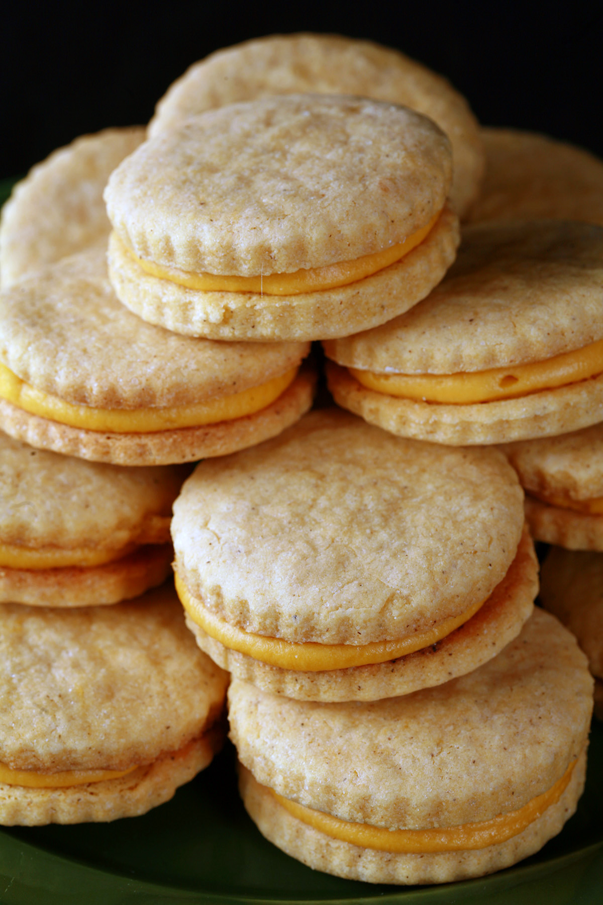 A plate of gluten free lemon sandwich cookies.