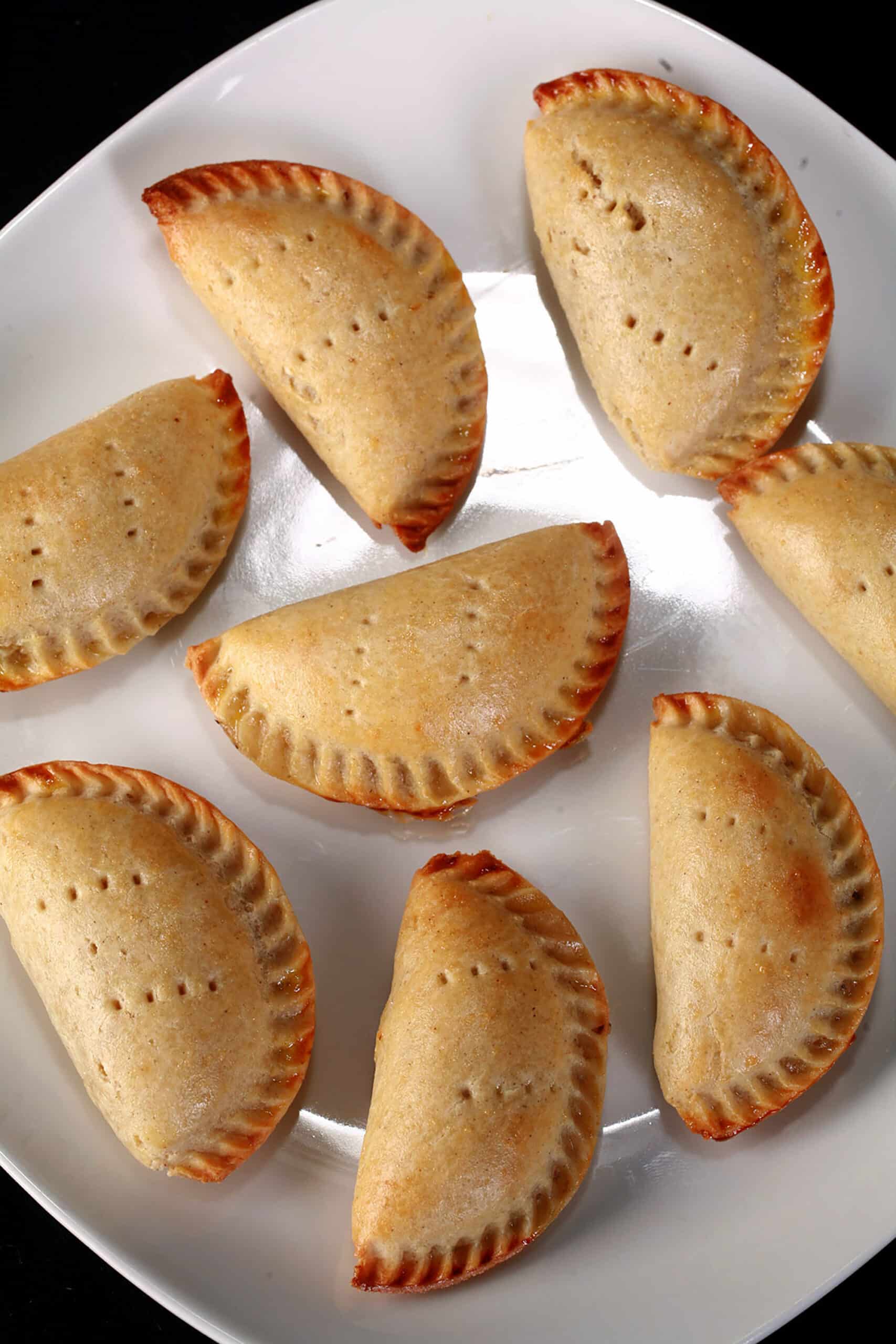 A plate of gluten free mushroom turnovers.