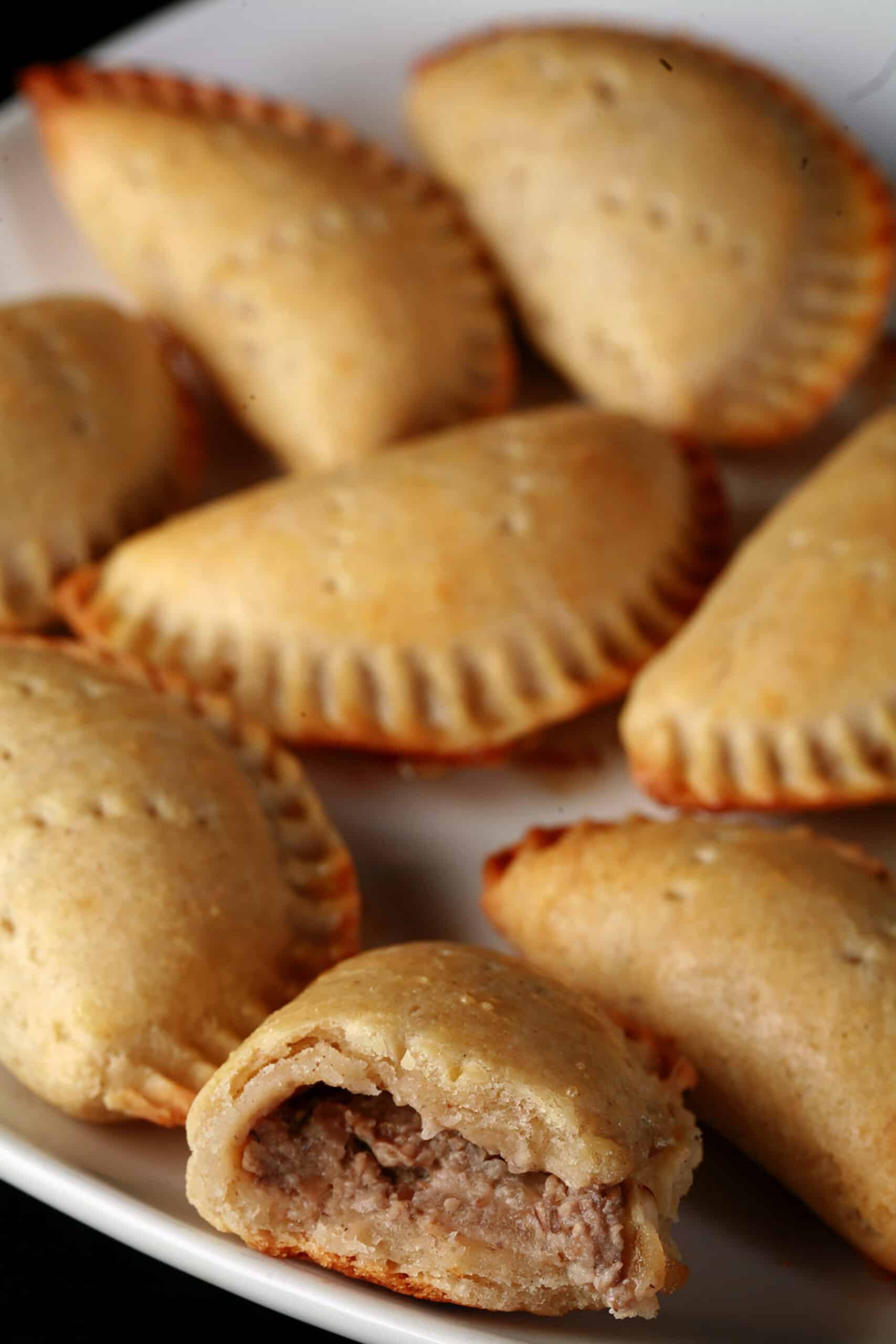 A plate of gluten-free mushroom turnovers.
