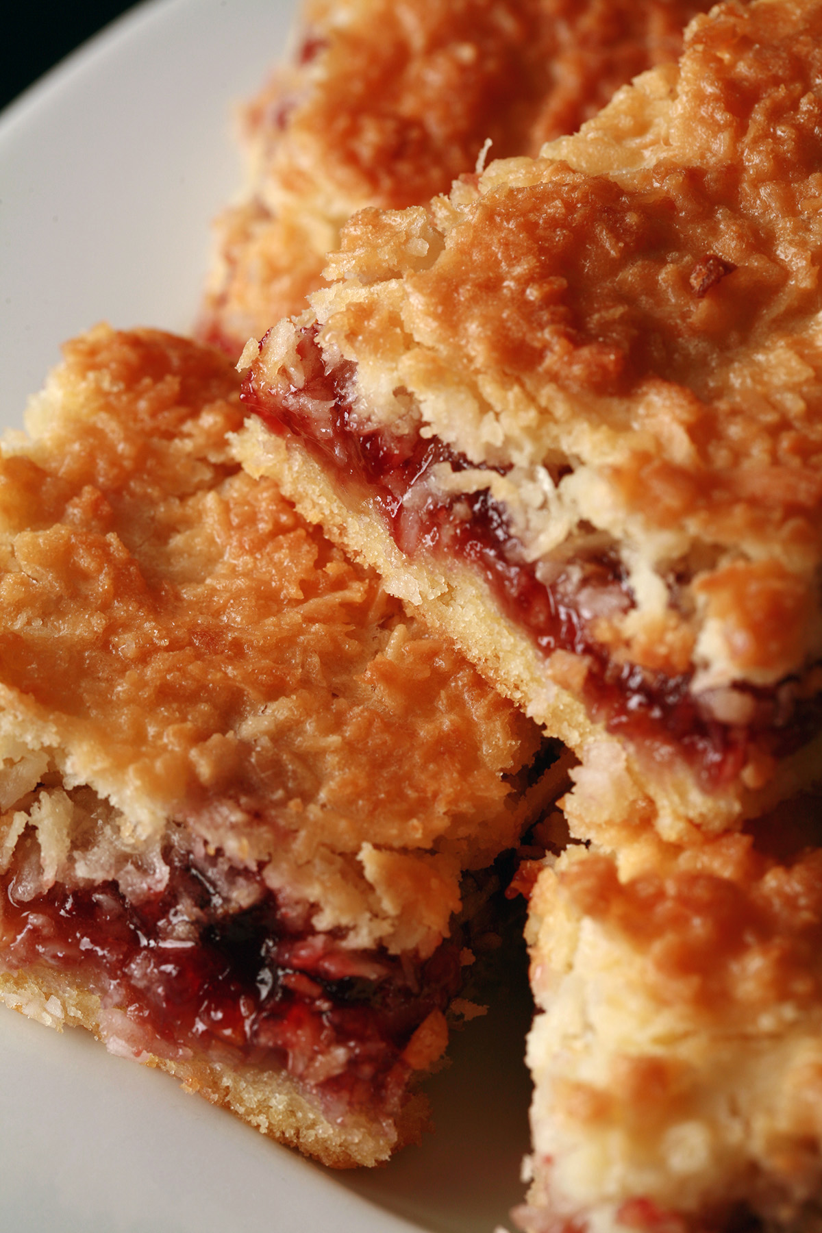 A plate of gluten-free raspberry bars.
