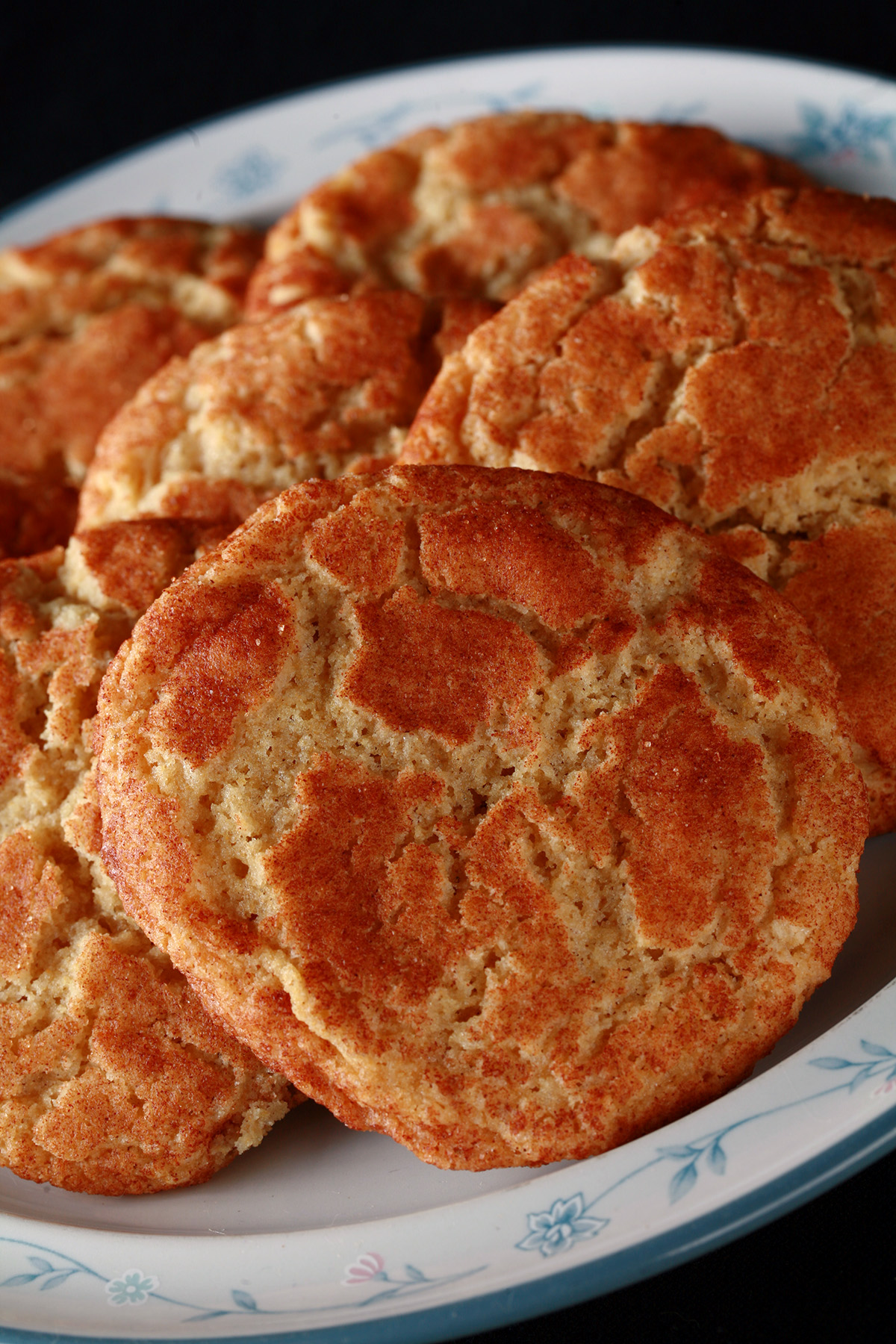 A plate of gluten free snickerdoodles.